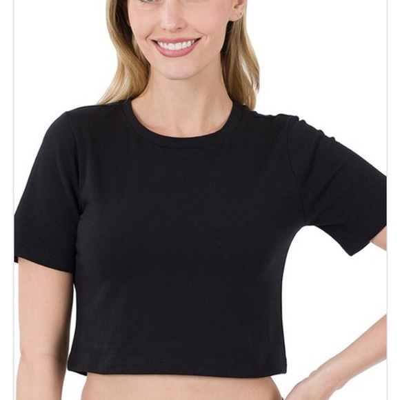 New! White cropped cotton tee shirt - Picture 2 of 3